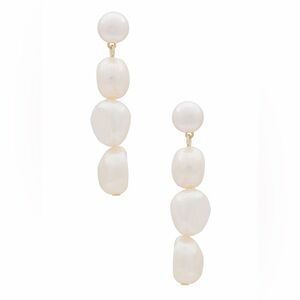 Shashi Revolve Ciel Freshwater Pearl Gold-Tone Dangle Drop Post Earrings New